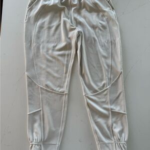 White Ribbed Joggers